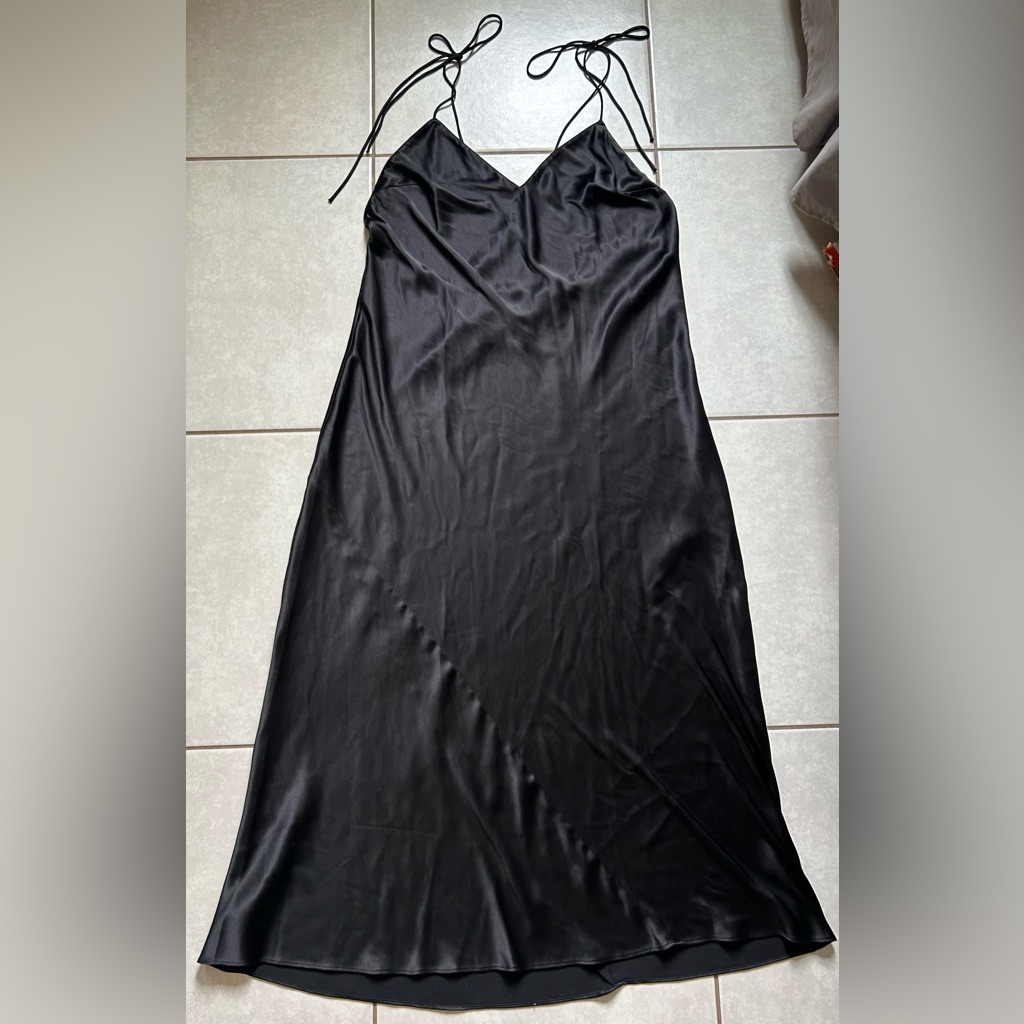 Victorias Secret Black Maxi Slip Dress Satin
